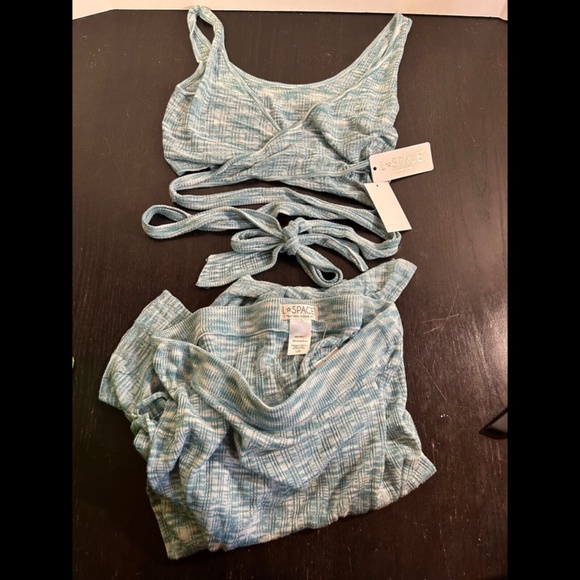 L*Space Zephyr Knit Midi Skirt & Zephyr Wrap Top Poolside/Blue Size L - Picture 7 of 14